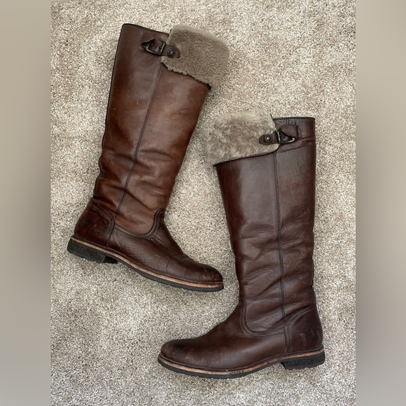 Frye Mara Tall Shearling Boots - Picture 3 of 12